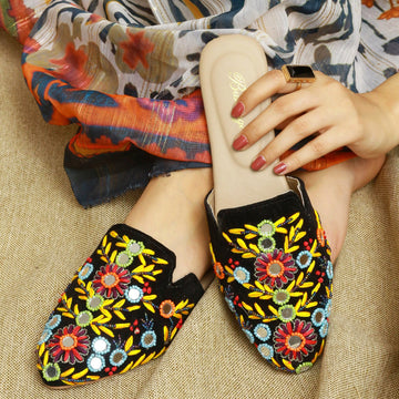 Artistic Elegance: Embroidered Mules For Women